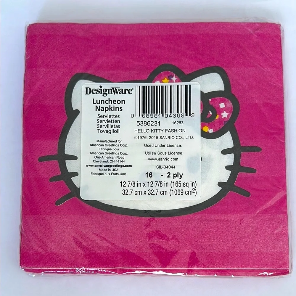 Hello Kitty - Adorable Pink Paper Napkins with HK face. - 16 - 2 ply - NWT